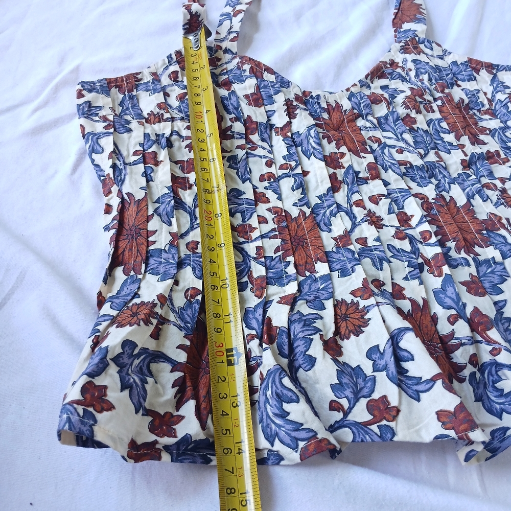 Athropologie Let Me Be Tie-Strap Peplum Floral 100% Cotton Top Womens Size XS - Picture 12 of 16